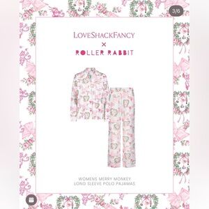 Limited Edition Exclusive Roller Rabbit x Love Shack Fancy Christmas Pajama MED